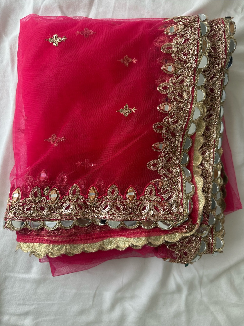 Fuchsia A-Line Embroidered Lehenga Skirt with Gold Detailing - Picture 9 of 16